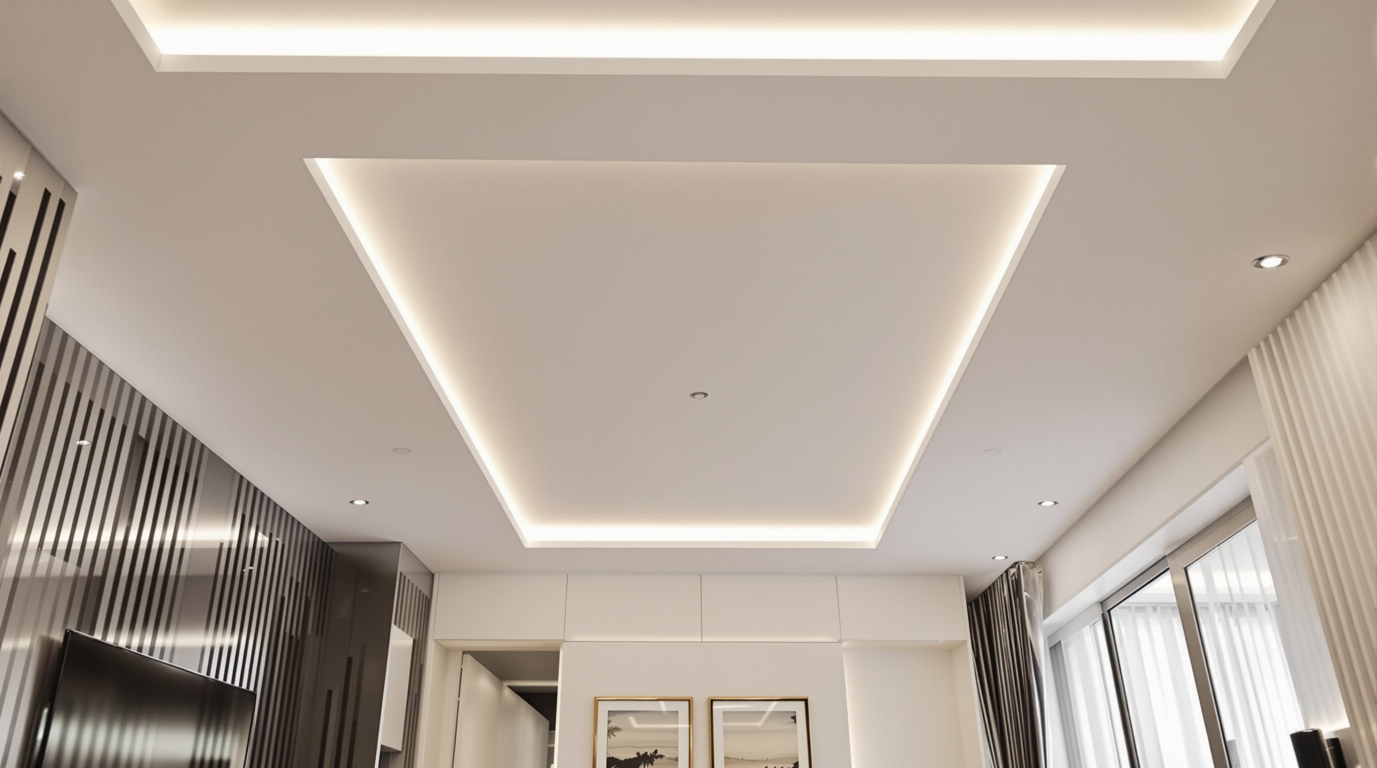 Modern false ceiling design with LED lighting